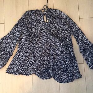 Floral Black and White Women's Top